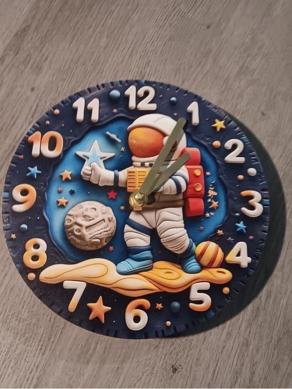 Astronaut Wall Clock - Blue and Orange Space Design